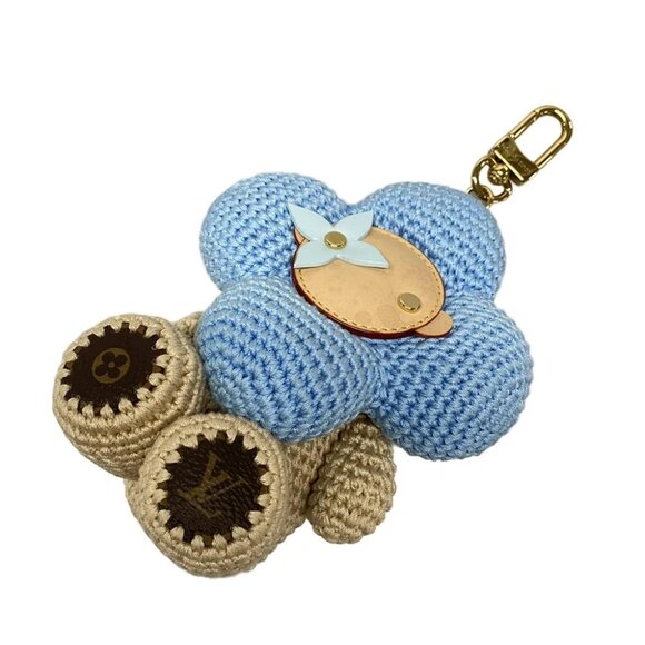 Auth LOUIS VUITTON Bag Charm My Vivienne Crochet M02582 Light Blue Beige Multi - Picture 1 of 5